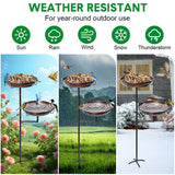 Bird Bath and Feeder Double 12Inch Bowls Metal Bird Feeder Birdbaths Freestanding Bird Bath Stand with Stakes for Garden Outdoors Decor Large Capacity - Top-Down View