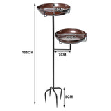 Bird Bath and Feeder Double 12Inch Bowls Metal Bird Feeder Birdbaths Freestanding Bird Bath Stand with Stakes for Garden Outdoors Decor Large Capacity - Close-Up Angle