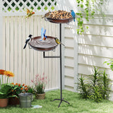 Bird Bath and Feeder Double 12Inch Bowls Metal Bird Feeder Birdbaths Freestanding Bird Bath Stand with Stakes for Garden Outdoors Decor Large Capacity - Extra Image