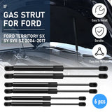 6pcs Premium Gas Struts Kit for Ford Territory SX SY 2004-2011 Bonnet Tailgate  Window Glass Direct Replacement Steel Anti-Rust Easy Install - Front View