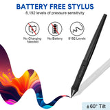 Digital Graphics Tablet Drawing Pad 8192 Levels Large Working Area 285x180mm Compatible with Win/MacOS Support PC/Mobile for Drawing Designing Teaching - Low Angle
