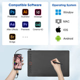 Digital Graphics Tablet Drawing Pad 8192 Levels Large Working Area 285x180mm Compatible with Win/MacOS Support PC/Mobile for Drawing Designing Teaching