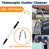 Stainless Steel Pressure Washer Gutter Cleaner Aluminium Alloy Water Fed Pole for Gutter Cleaning 180 Rotatable Nozzle Max 1.75m With Curved End - Front View