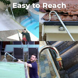 Stainless Steel Pressure Washer Gutter Cleaner Aluminium Alloy Water Fed Pole for Gutter Cleaning 180 Rotatable Nozzle Max 1.75m With Curved End - Side View