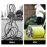Large Stainless Steel Garden Hose Reel Cart Portable Pipe Holder With Rainproof Sunscreen Protection Lid and Crank Handle