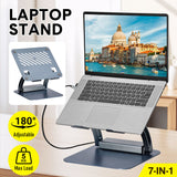 7-in-1 Laptop Stand Docking Station Ergonomic Laptop Riser 360 Rotatable - PD Charging HDMI USB-C and USB-A 3.0 Ports for MacBook M1/M2/M3 HP ASUS DELL - Side View