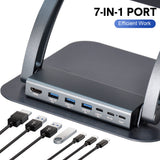 7-in-1 Laptop Stand Docking Station Ergonomic Laptop Riser 360 Rotatable - PD Charging HDMI USB-C and USB-A 3.0 Ports for MacBook M1/M2/M3 HP ASUS DELL