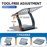 7-in-1 Laptop Stand Docking Station Ergonomic Laptop Riser 360 Rotatable - PD Charging HDMI USB-C and USB-A 3.0 Ports for MacBook M1/M2/M3 HP ASUS DELL - Low Angle