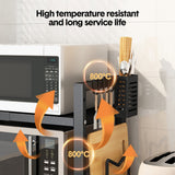 3-Tier Microwave Stand Oven Rack Height Adjustable and Extendable Stainless Steel Kitchen Storage Shelf With 6 Hook Over the Kitchen Counter Max Load 75Kgs - 45-Degree Angle