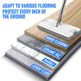 Flat D Set Mop and Bucket Wringer Set with Stainless-Steel Handle 10 Washable and Reusable Microfiber Pads for Hardwood Laminate Floors Tile