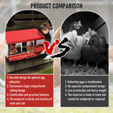 Chicken Hen Coop Hutch Nesting Box 3-Hole Roll Away Metal Design 52x47.5x81cm Durable Indoor Outdoor Laying Box with Easy Access Ventilation - Side View