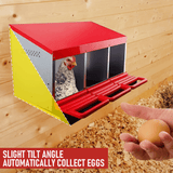Chicken Hen Coop Hutch Nesting Box 3-Hole Roll Away Metal Design 52x47.5x81cm Durable Indoor Outdoor Laying Box with Easy Access Ventilation - Top-Down View