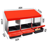 Chicken Hen Coop Hutch Nesting Box 3-Hole Roll Away Metal Design 52x47.5x81cm Durable Indoor Outdoor Laying Box with Easy Access Ventilation - Low Angle