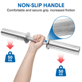 Olympic Barbell Bar 50cm Heavy Duty Dumbbell Handles Pair of Steel 100kg Weight Capacity with Spring Collars for 2
