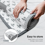 Large Outdoor Rug 275x365cm Weatherproof Plastic Weave Mat Washable Outside Solid Carpet Easy Care for Patio Deck Backyard Garden RV Camping Silver Grey - Side View