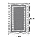 Large Outdoor Rug 275x365cm Weatherproof Plastic Weave Mat Washable Outside Solid Carpet Easy Care for Patio Deck Backyard Garden RV Camping Silver Grey - Close-Up Angle