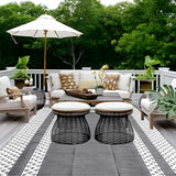 Large Outdoor Rug 275x365cm Weatherproof Plastic Weave Mat Washable Outside Solid Carpet Easy Care for Patio Deck Backyard Garden RV Camping Silver Grey - Low Angle