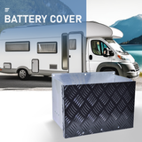 Battery Box Set Sturdy Galvanized Trailer Caravan Boat Spare Part with Lid and Hole for Secure Suits battery up to 160mm deep x 350mm wide Height 250mm - Front View