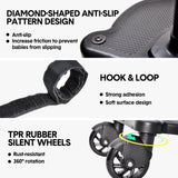 Universal Pram Board Seat and Stand Up Adjustable Buggy Board Pushchair with Bear Pattern Removable Seat Fits Most Strollers Holds Children Up to 25kg - 45-Degree Angle