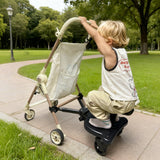 Universal Pram Board Seat and Stand Up Adjustable Buggy Board Pushchair with Bear Pattern Removable Seat Fits Most Strollers Holds Children Up to 25kg - Low Angle