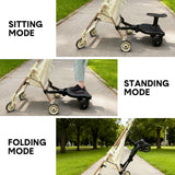 Universal Pram Board Seat and Stand Up Adjustable Buggy Board Pushchair with Bear Pattern Removable Seat Fits Most Strollers Holds Children Up to 25kg