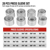 30 PCS Pull and Press Sleeve Kit 45# Steel Removal Installation Bushes Bearings Tool Kit Bush Removal Insertion Works on Most Cars and LCV HGV Engines - Close-Up Angle