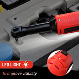 Cordless Electric Ratchet Wrench Set 12V Power Electric Ratchet Wrench 3/8inch 400 RPM Variable Speed with Sockets Two 2000mAh Batteries and Charger - Low Angle