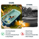 2.6m Foldable Pool PVC Non Inflatable Large Rectangle Pool Holding up to 6 People Hard Thickened Paddling Pool Easy Collapsible and Drainage 260×165×55cm - Side View