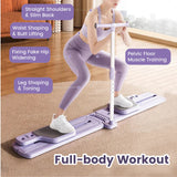 Multifunctional Pilates Reformer Board Foldable Leg Exercise Machine with Height Adjustable T-Handle Low Noise Home Fitness Equipment Strength Building - Top-Down View