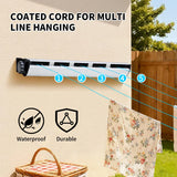 5 Line Retractable Clothesline 10m Heavy Duty Wall-Mounted Iron Clothes Dryer Outdoor Indoor Drying Rack Rope Hanger for Wet Dry Clothing Bathroom - Top-Down View
