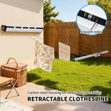 5 Line Retractable Clothesline 10m Heavy Duty Wall-Mounted Iron Clothes Dryer Outdoor Indoor Drying Rack Rope Hanger for Wet Dry Clothing Bathroom - 45-Degree Angle