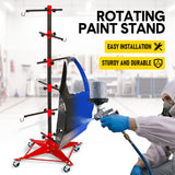Universal Auto Paint Stand Panel Tree Paint Rotating Stand Center Post Hang Paint Spray with 4 Wheels and 6 Hooks for Automotive Doors Fenders Bumpers - Front View
