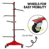 Universal Auto Paint Stand Panel Tree Paint Rotating Stand Center Post Hang Paint Spray with 4 Wheels and 6 Hooks for Automotive Doors Fenders Bumpers - 45-Degree Angle