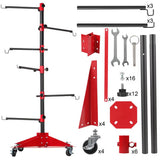 Universal Auto Paint Stand Panel Tree Paint Rotating Stand Center Post Hang Paint Spray with 4 Wheels and 6 Hooks for Automotive Doors Fenders Bumpers - Close-Up Angle