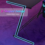 L Shaped Computer Desk Round Corner Gaming Desk PC Laptop Workstation Reversible Wood Table With Screen Stand and Foot Fest Bar Home Office Black - 45-Degree Angle