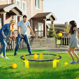 Portable Outdoor Spikeball Roundnet Game Set Team Beach Ball Game Bouncer Toy with Carrying Bag Net and 3 Balls Played Indoor Outdoor Lawn Beach Tailgating - 45-Degree Angle