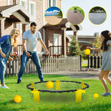Portable Outdoor Spikeball Roundnet Game Set Team Beach Ball Game Bouncer Toy with Carrying Bag Net and 3 Balls Played Indoor Outdoor Lawn Beach Tailgating - Rear View