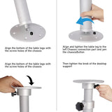 Table Pedestal Telescopic Furniture Leg 46-70cm Height Adjustable Easy Installation Detachable Aluminum Alloy Support for RV Boat Caravan Motorhome - Side View
