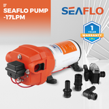 SEAFLO 12V Water Pump Pressure Diaphragm Self Priming Pump 4.5Gallons Per Min 17LPM 40PSI Water Booster for Caravan Motorhome Camper Trailer Boat Yacht - Front View