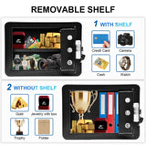 All Steel Safety Box Wall Mountable Fireproof Mini Safe Box Keypad and Key Dual Unlock Methods with Removable Shelf for Home Office Hotel Money Safe - Top-Down View