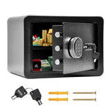 All Steel Safety Box Wall Mountable Fireproof Mini Safe Box Keypad and Key Dual Unlock Methods with Removable Shelf for Home Office Hotel Money Safe - Close-Up Angle