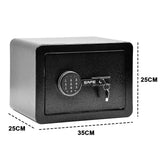 All Steel Safety Box Wall Mountable Fireproof Mini Safe Box Keypad and Key Dual Unlock Methods with Removable Shelf for Home Office Hotel Money Safe - Low Angle