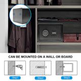 All Steel Safety Box Wall Mountable Fireproof Mini Safe Box Keypad and Key Dual Unlock Methods with Removable Shelf for Home Office Hotel Money Safe - Extra Image