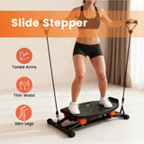 Simulate Ski Training Board Non-Slip Slide Stepper Training Machine with 2 Resistance Bands and Real-time Display Indoor Cardio Full Body Fitness Equipment - Front View