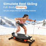 Simulate Ski Training Board Non-Slip Slide Stepper Training Machine with 2 Resistance Bands and Real-time Display Indoor Cardio Full Body Fitness Equipment - 45-Degree Angle