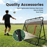 1m Football Rebounder Net Soccer Training Kickback Target Bounce Wall Detachable Metal Frame and PE Net For Passing Shooting Practice Sports Skills Trainer - Low Angle