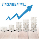 5 Tier Stackable Planter Pots Vertical Garden Stacking Space Saving High Yield Ideal for Herbs Flower Plants Veggies With Wheel White 37cm Width - Top-Down View