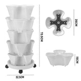 5 Tier Stackable Planter Pots Vertical Garden Stacking Space Saving High Yield Ideal for Herbs Flower Plants Veggies With Wheel White 37cm Width - Close-Up Angle