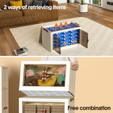 Foldable Storage Cabinet Stackable Bins Household Plastic Closet Multi-purpose Organizer Doors and Top Lid 2 Way Opening with 360 Degree Rotatable Wheels - Side View