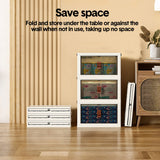Foldable Storage Cabinet Stackable Bins Household Plastic Closet Multi-purpose Organizer Doors and Top Lid 2 Way Opening with 360 Degree Rotatable Wheels - Rear View
